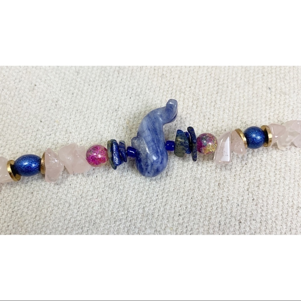 Dolphin Whale Gemstone Anklet ankle bracelet - Picture 2 of 4